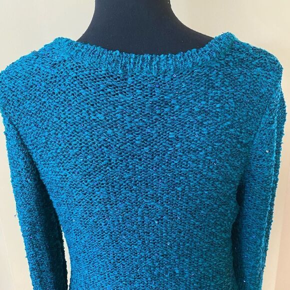 Apt. 9 Women's size Small Petite Stunning Green/Blue Sequined Sweater - Picture 4 of 12
